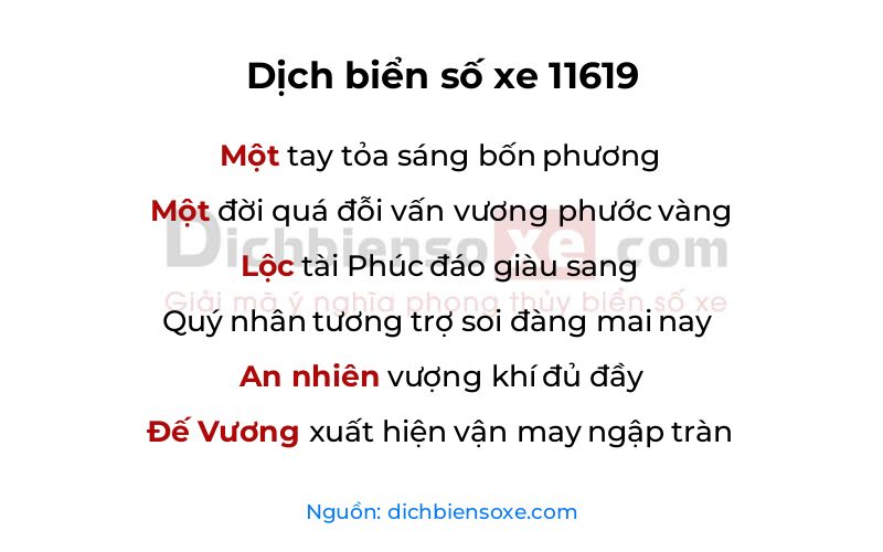Dịch thơ biển số 11619