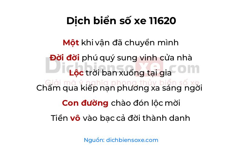Dịch thơ biển số 11620