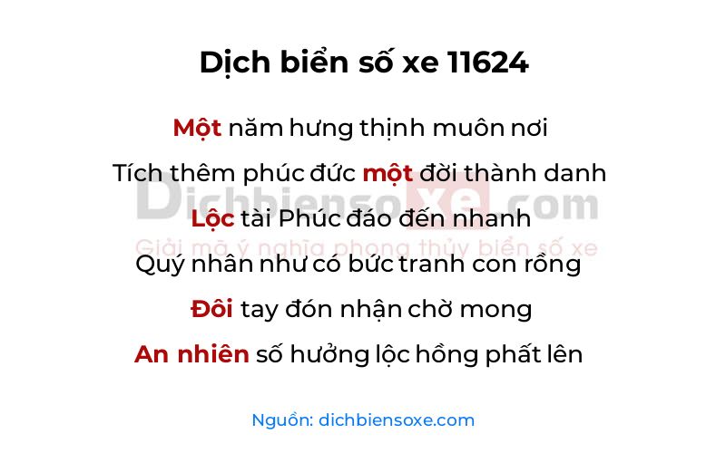 Dịch thơ biển số 11624