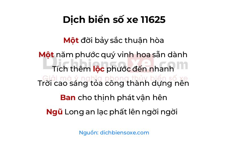 Dịch thơ biển số 11625