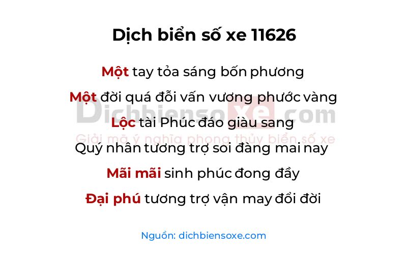 Dịch thơ biển số 11626