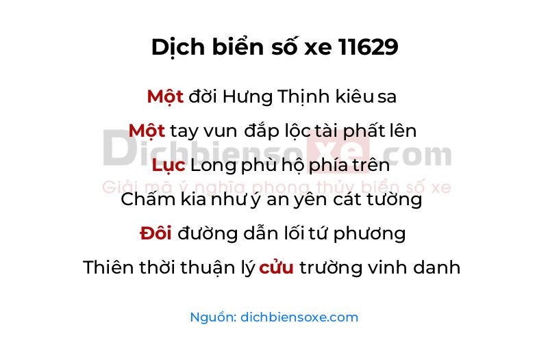 Dịch thơ biển số 11629
