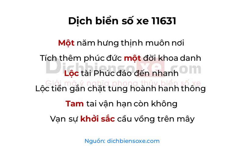Dịch thơ biển số 11631