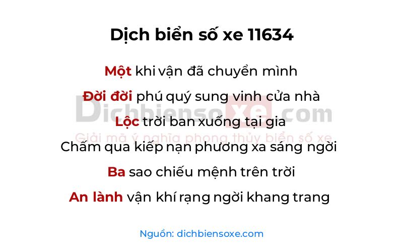 Dịch thơ biển số 11634