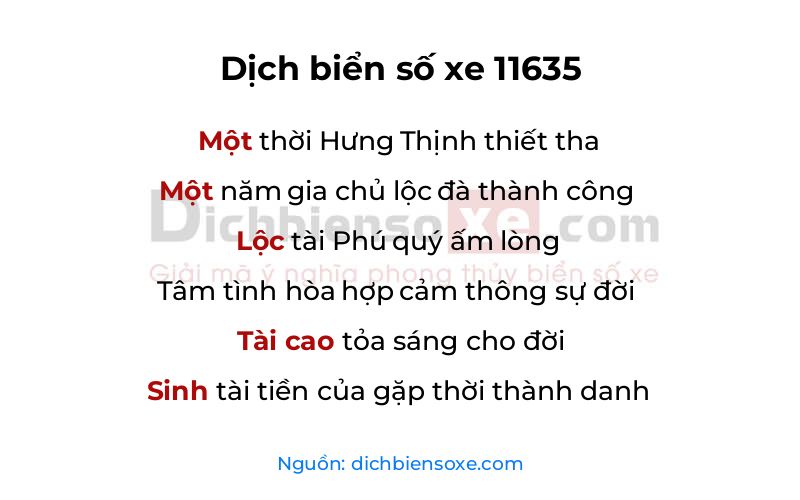 Dịch thơ biển số 11635