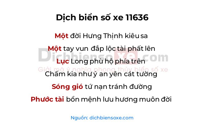 Dịch thơ biển số 11636