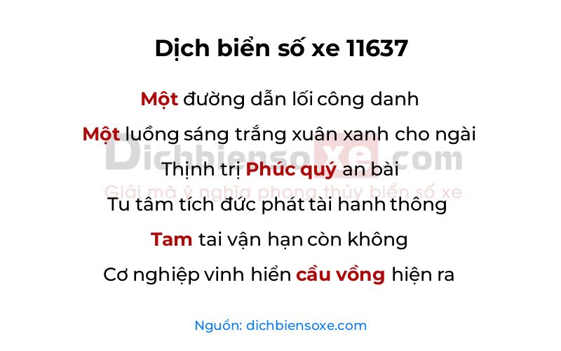 Dịch thơ biển số 11637