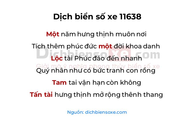 Dịch thơ biển số 11638