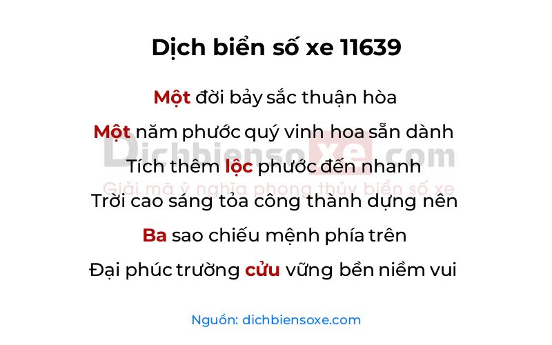 Dịch thơ biển số 11639