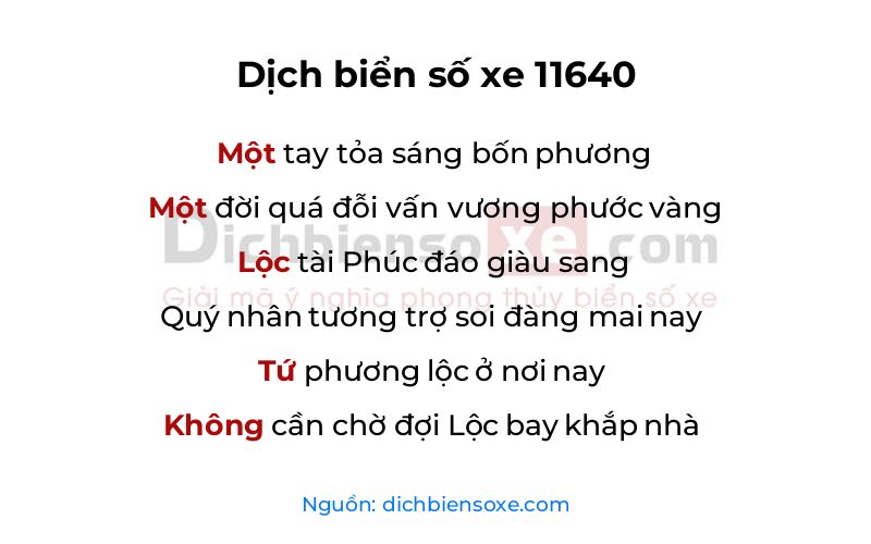 Dịch thơ biển số 11640