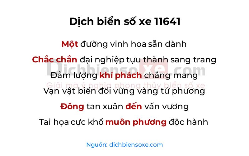Dịch thơ biển số 11641