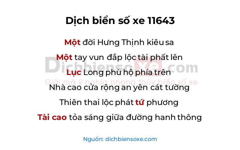 Dịch thơ biển số 11643