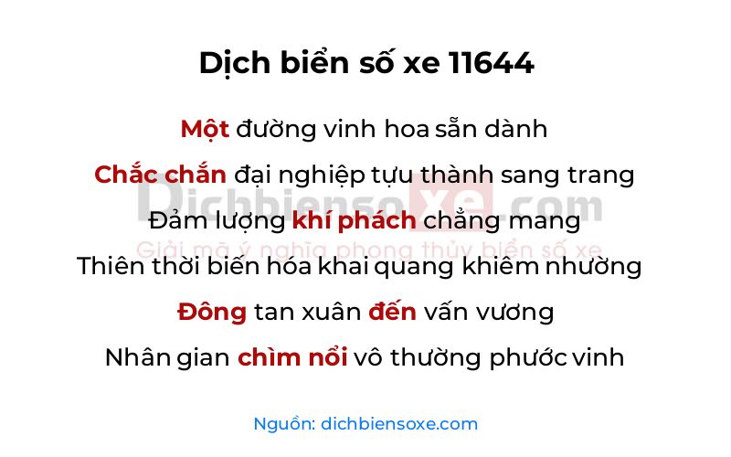 Dịch thơ biển số 11644