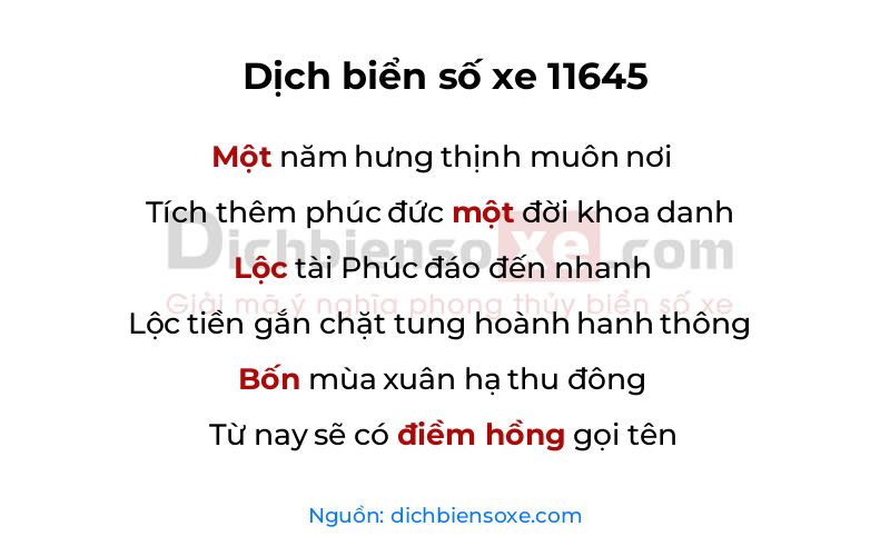 Dịch thơ biển số 11645