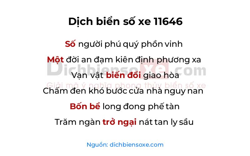 Dịch thơ biển số 11646