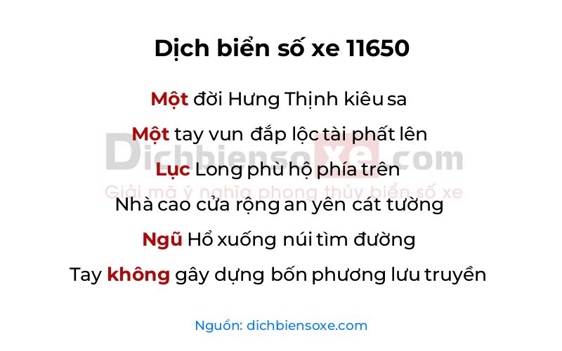 Dịch thơ biển số 11650