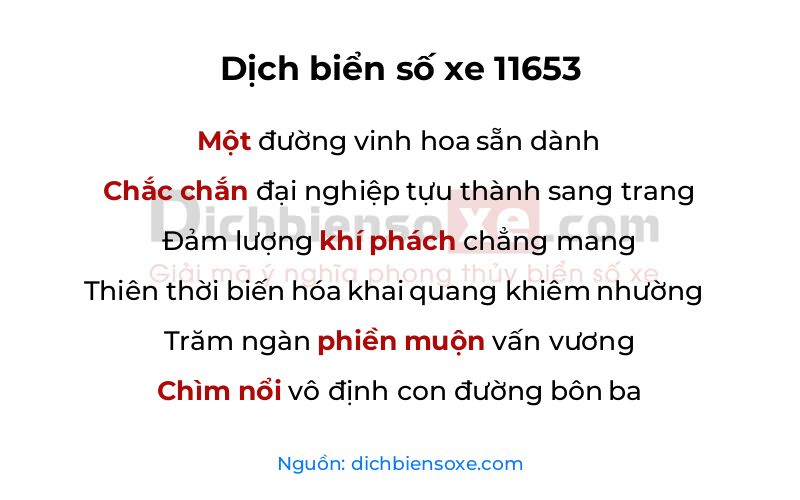 Dịch thơ biển số 11653