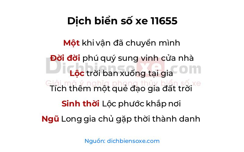 Dịch thơ biển số 11655
