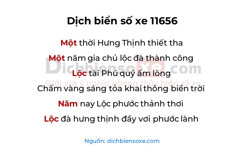 Dịch thơ biển số 11656
