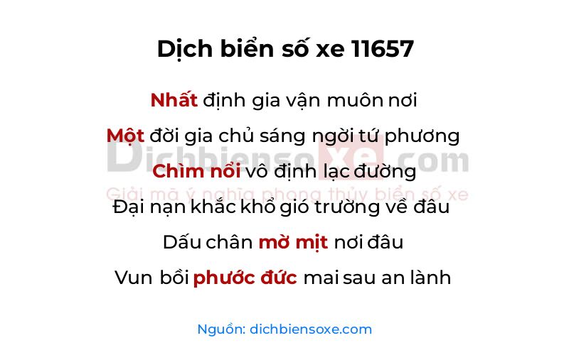 Dịch thơ biển số 11657