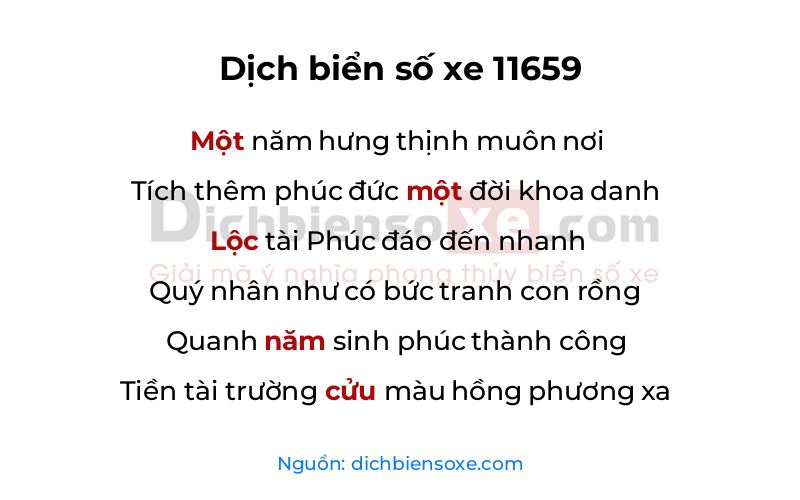 Dịch thơ biển số 11659