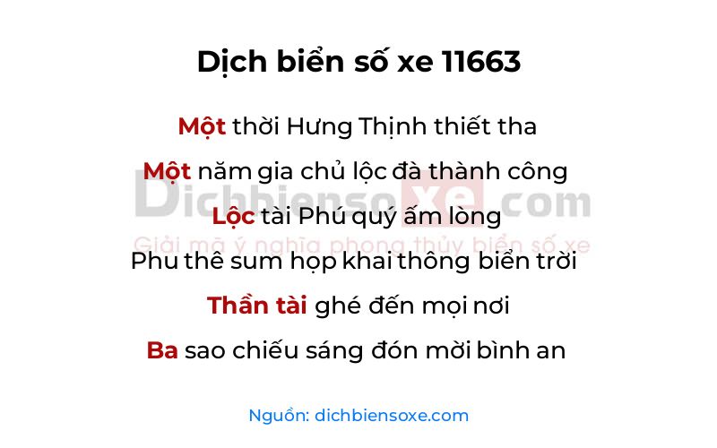 Dịch thơ biển số 11663