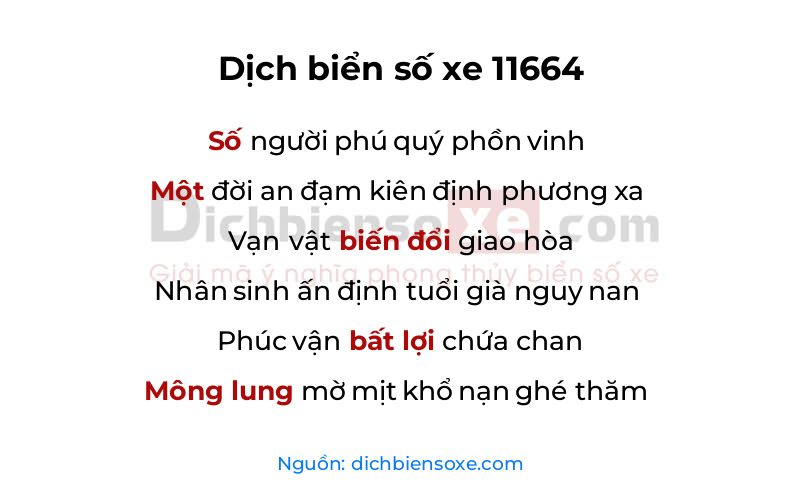 Dịch thơ biển số 11664