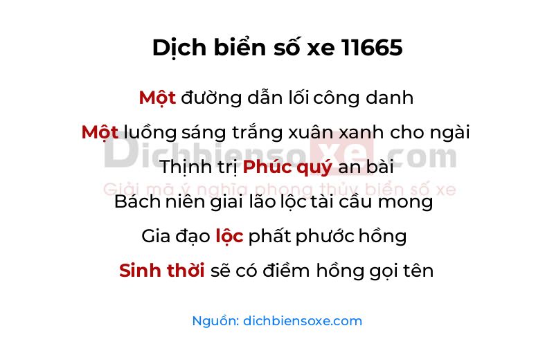 Dịch thơ biển số 11665