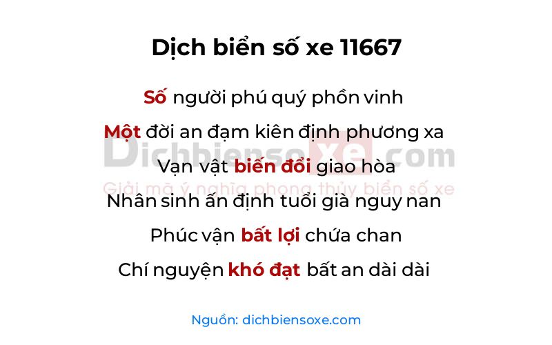 Dịch thơ biển số 11667