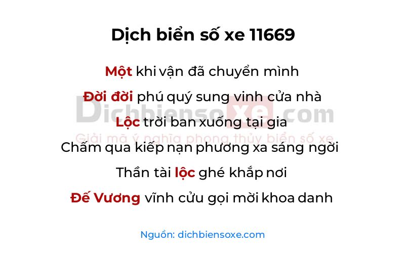 Dịch thơ biển số 11669