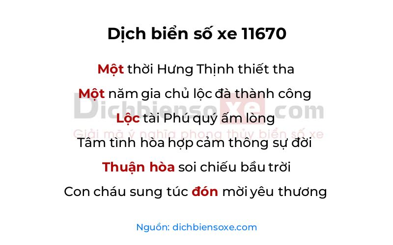 Dịch thơ biển số 11670