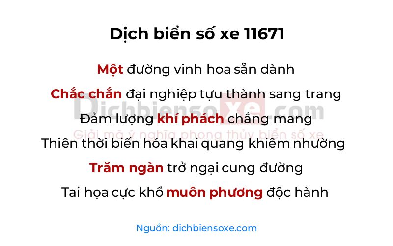 Dịch thơ biển số 11671