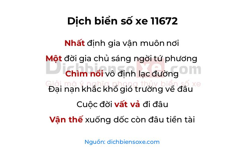 Dịch thơ biển số 11672