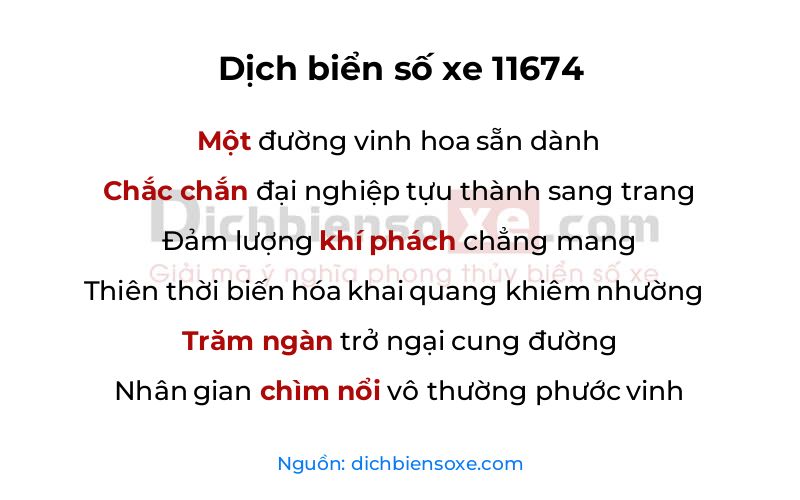Dịch thơ biển số 11674