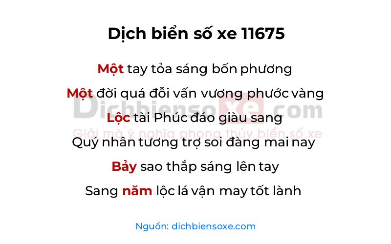 Dịch thơ biển số 11675