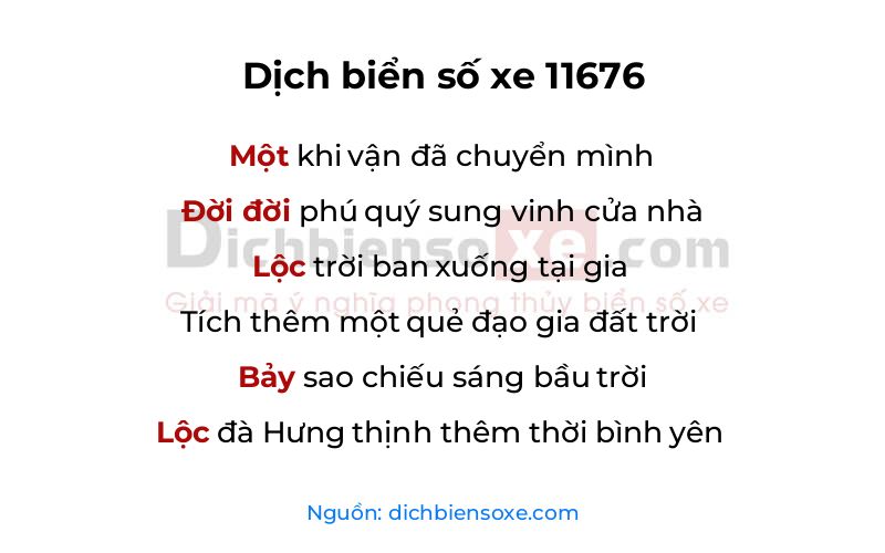 Dịch thơ biển số 11676