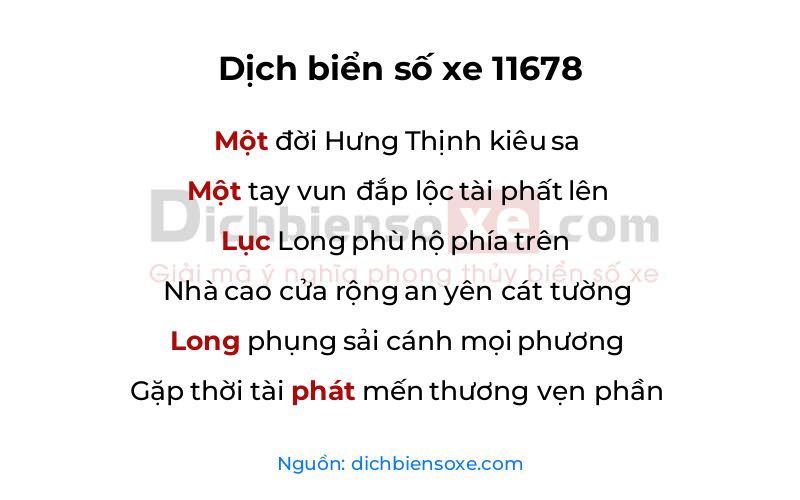 Dịch thơ biển số 11678
