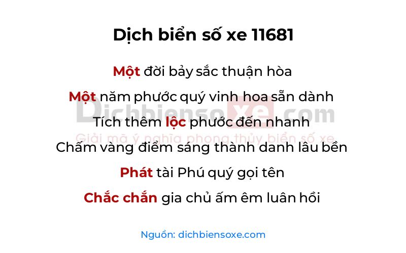 Dịch thơ biển số 11681