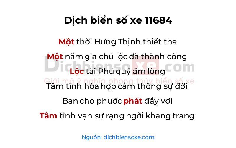 Dịch thơ biển số 11684