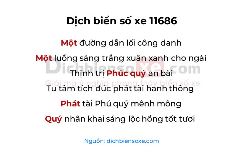 Dịch thơ biển số 11686