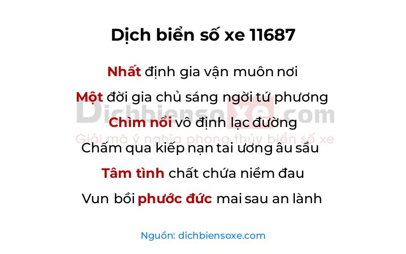 Dịch thơ biển số 11687