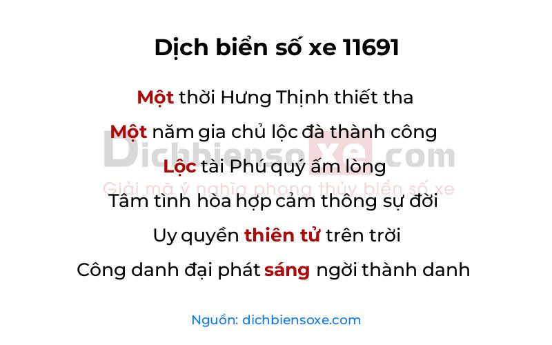 Dịch thơ biển số 11691