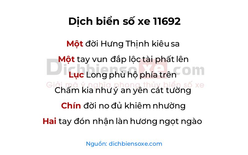 Dịch thơ biển số 11692