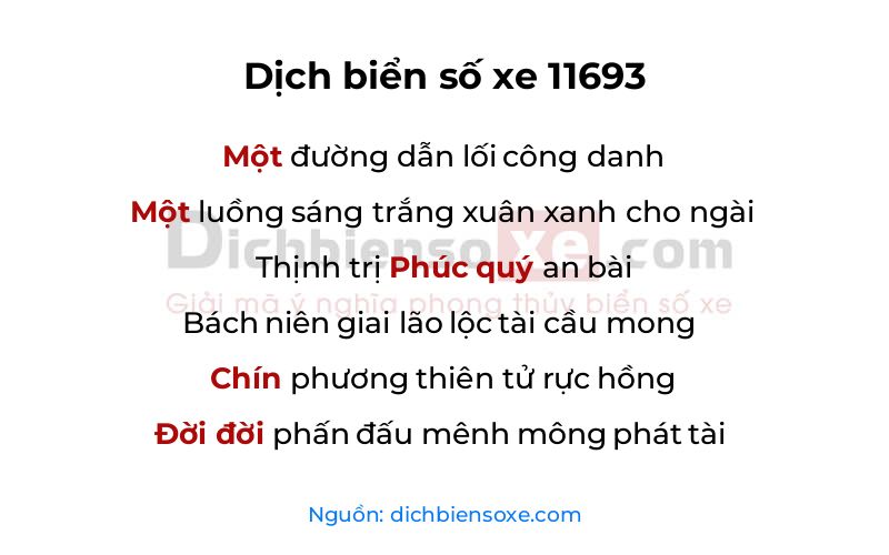 Dịch thơ biển số 11693
