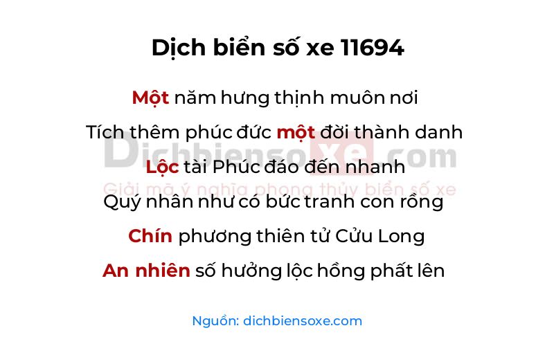 Dịch thơ biển số 11694