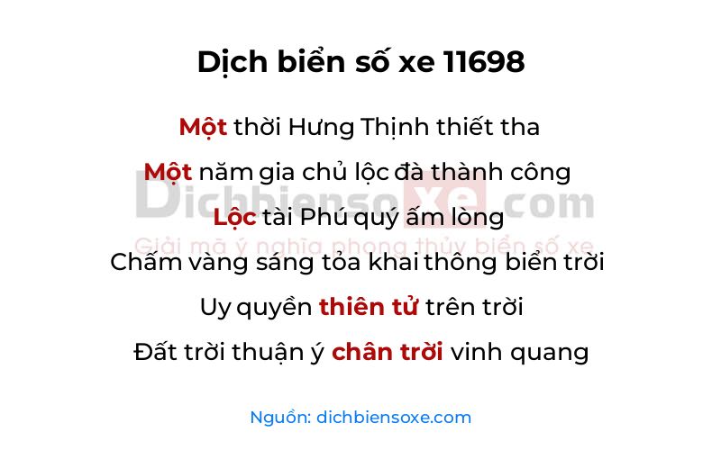 Dịch thơ biển số 11698