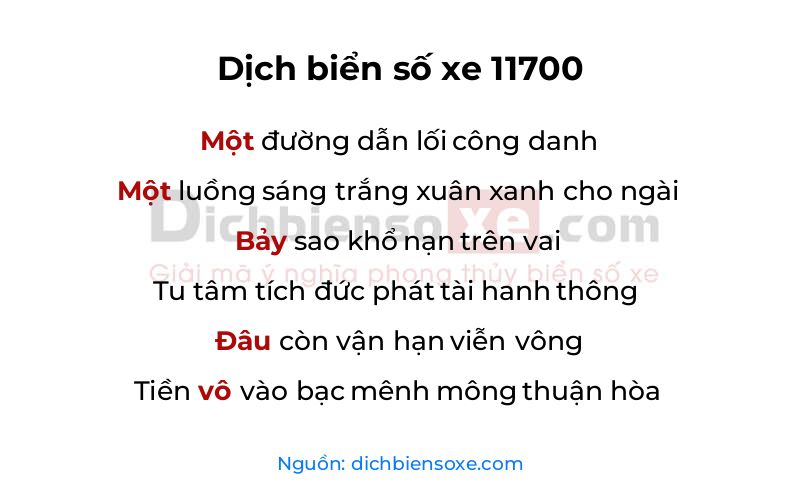 Dịch thơ biển số 11700