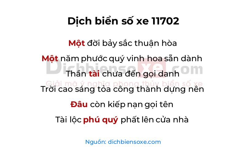 Dịch thơ biển số 11702