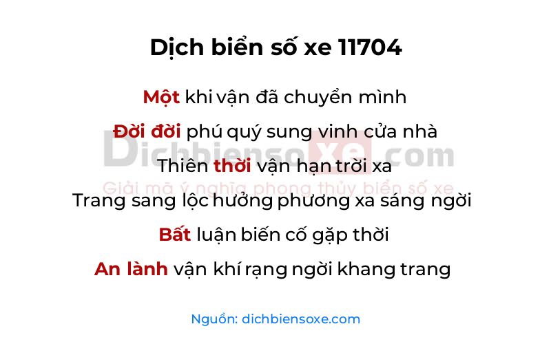 Dịch thơ biển số 11704