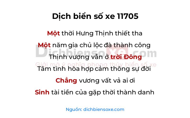 Dịch thơ biển số 11705